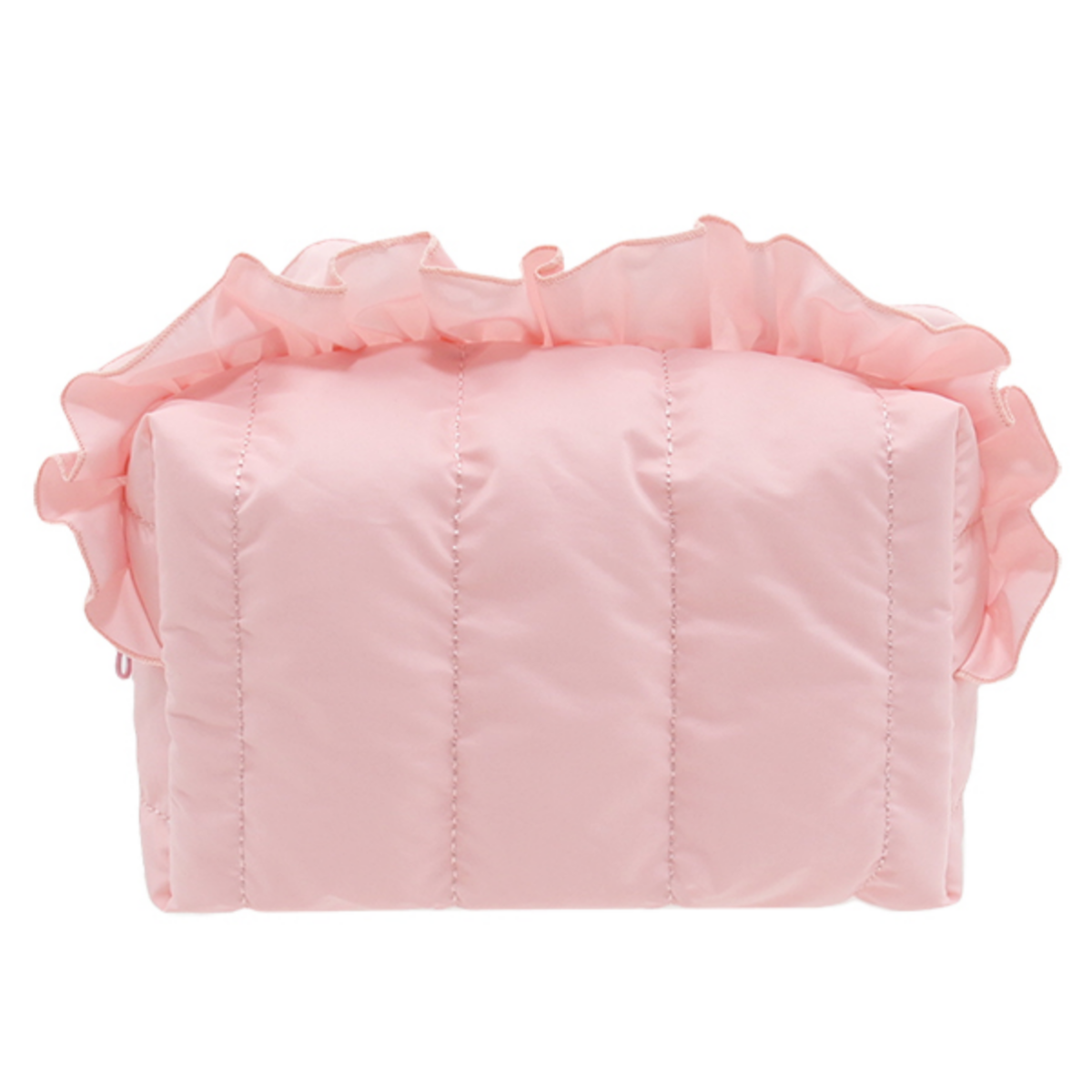 cosmetic bag makeup pouch travel makeup bag Pink Ruffle Quilted Cosmetic Bag For Women
