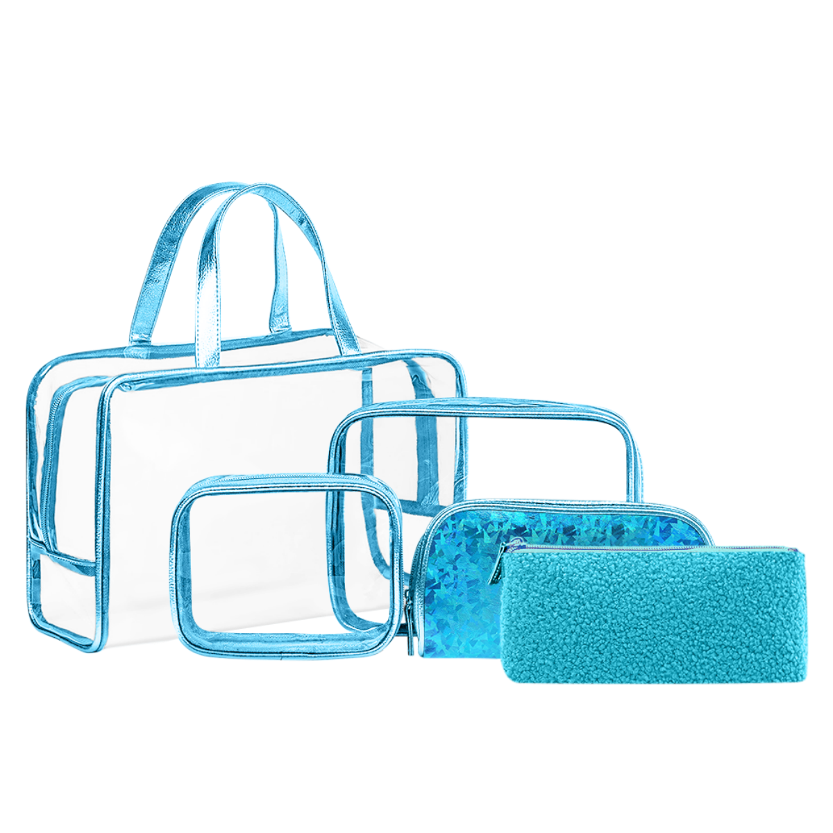 clear toiletry bag TSA makeup bag PVC cosmetic bag 3 Piece Clear Travel Toiletry Bags Set With Handle