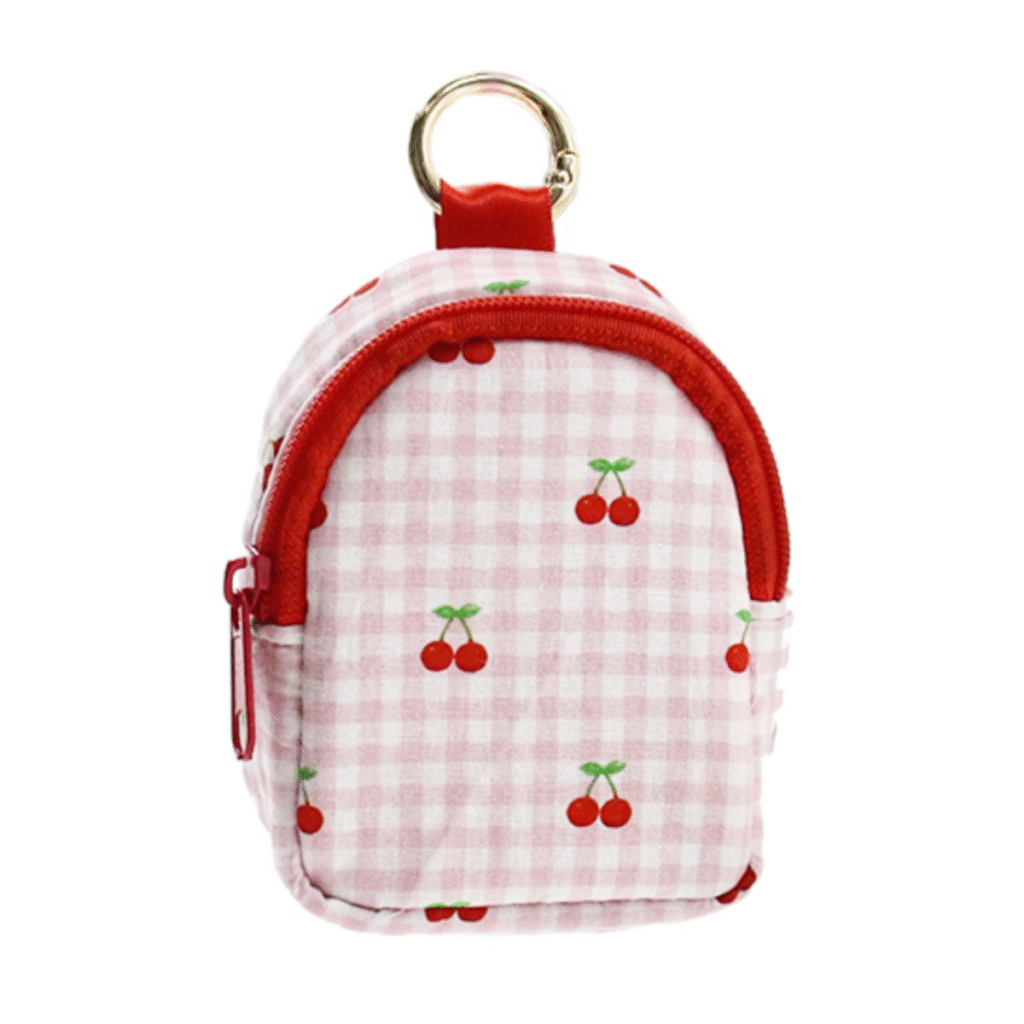 mini coin purse keychain pouch cherry bag Cute Cherry Gingham Mini Backpack Pouch