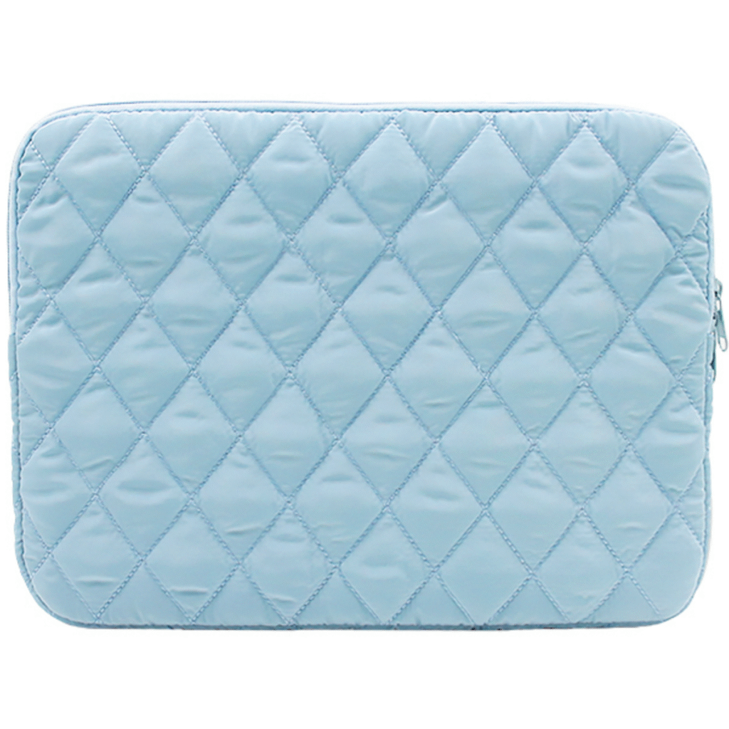 laptop sleeve quilted pouch tablet case Light Blue Quilted Padded Sleeve for Tablet or Small Laptop