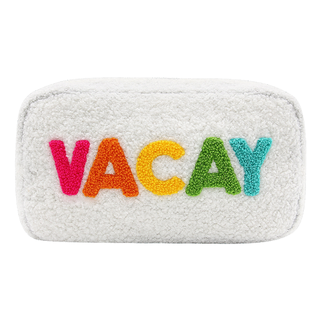 vacation makeup bag terry cosmetic bag travel makeup pouch Rainbow Letter Travel Cosmetic Bag