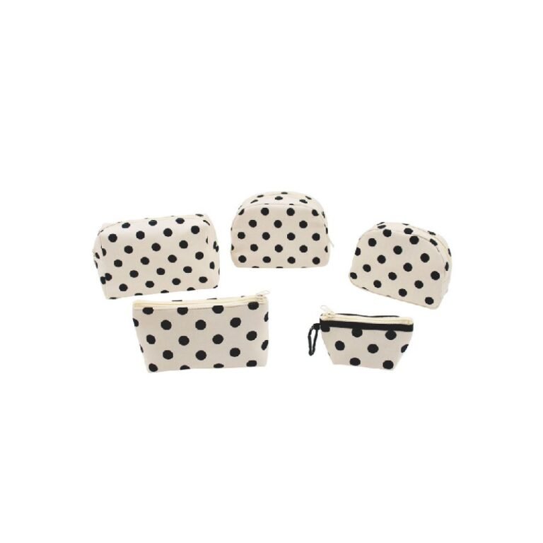 makeup bag cosmetic bag toiletry bag Polka dot canvas makeup pouch set 5 piece zipper organizer custom logo