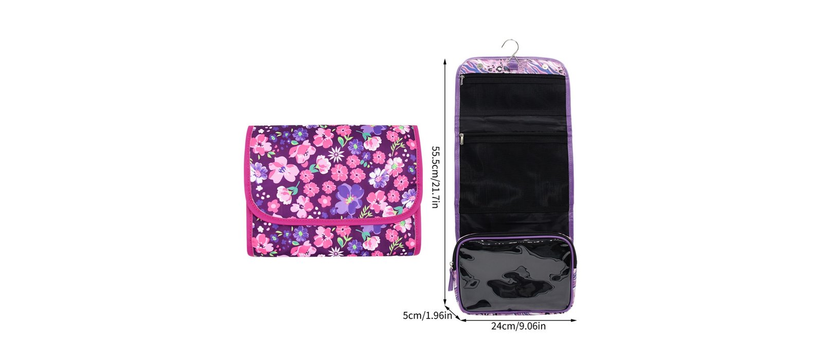 hanging toiletry bag kids travel toiletry bag foldable cosmetic bag Floral Hanging Toiletry Organizer with Hook for Girls