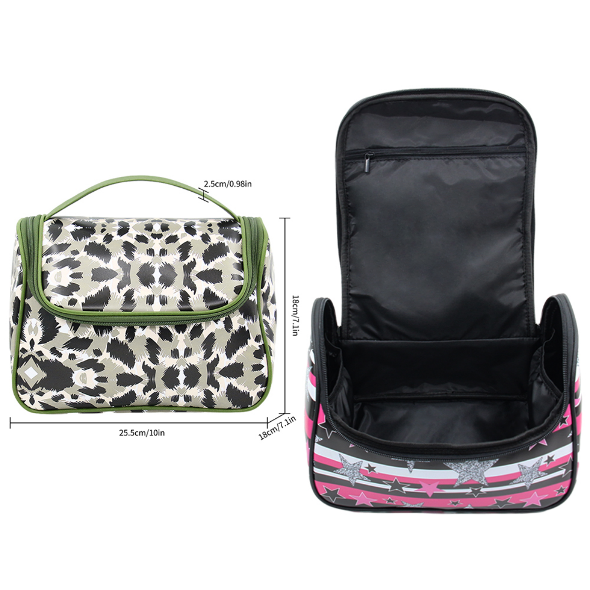 toiletry bag travel makeup bag cosmetic organizer leopard print travel cosmetic bag with handle for bathroom and vacations