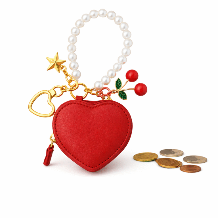 coin purse keychain mini wallet Heart Shaped Pearl Bracelet Coin Purse for Girls