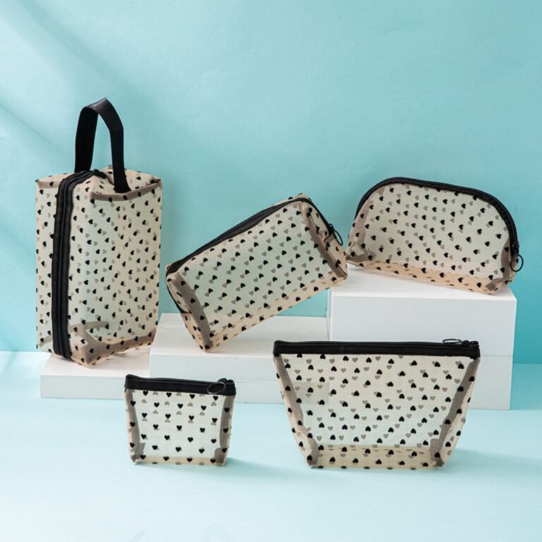 Clear Cosmetic Bag PVC Makeup Bag Travel Toiletry Bag Leopard Print Clear PVC Cosmetic Pouch Set With Black Zipper