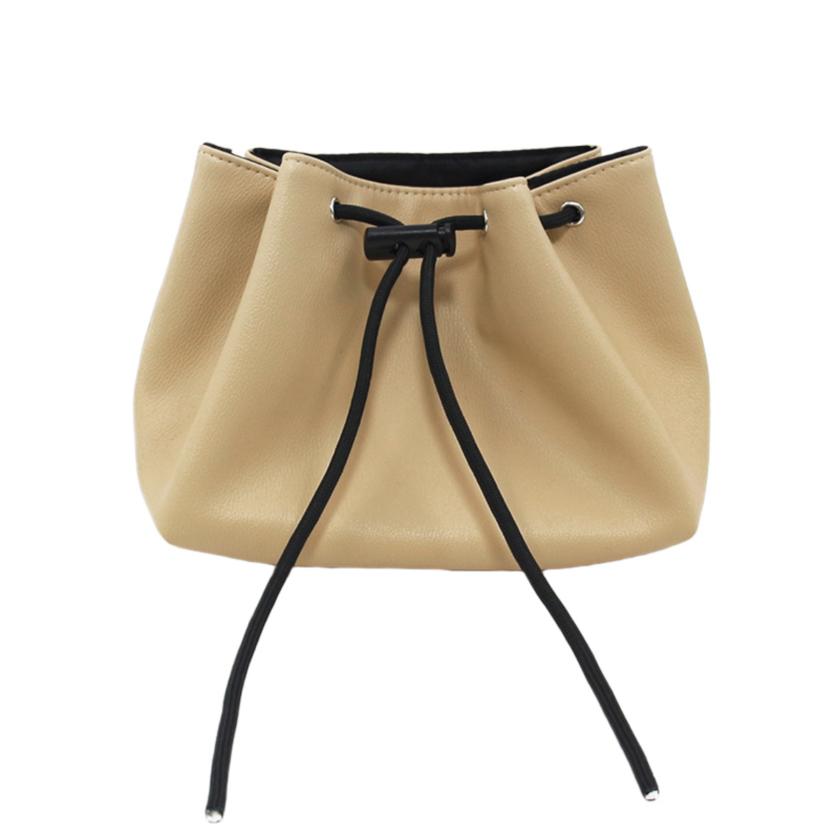 makeup bag cosmetic bag toiletry bag Vegan leather drawstring makeup pouch bucket style organizer beige