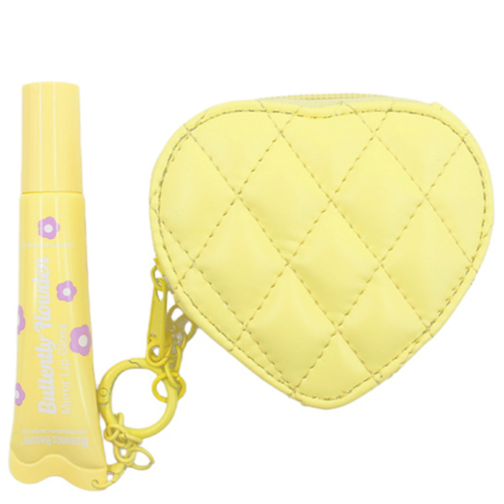 keychain purse mini makeup bag lip gloss holder Quilted Heart Pouch for Girls