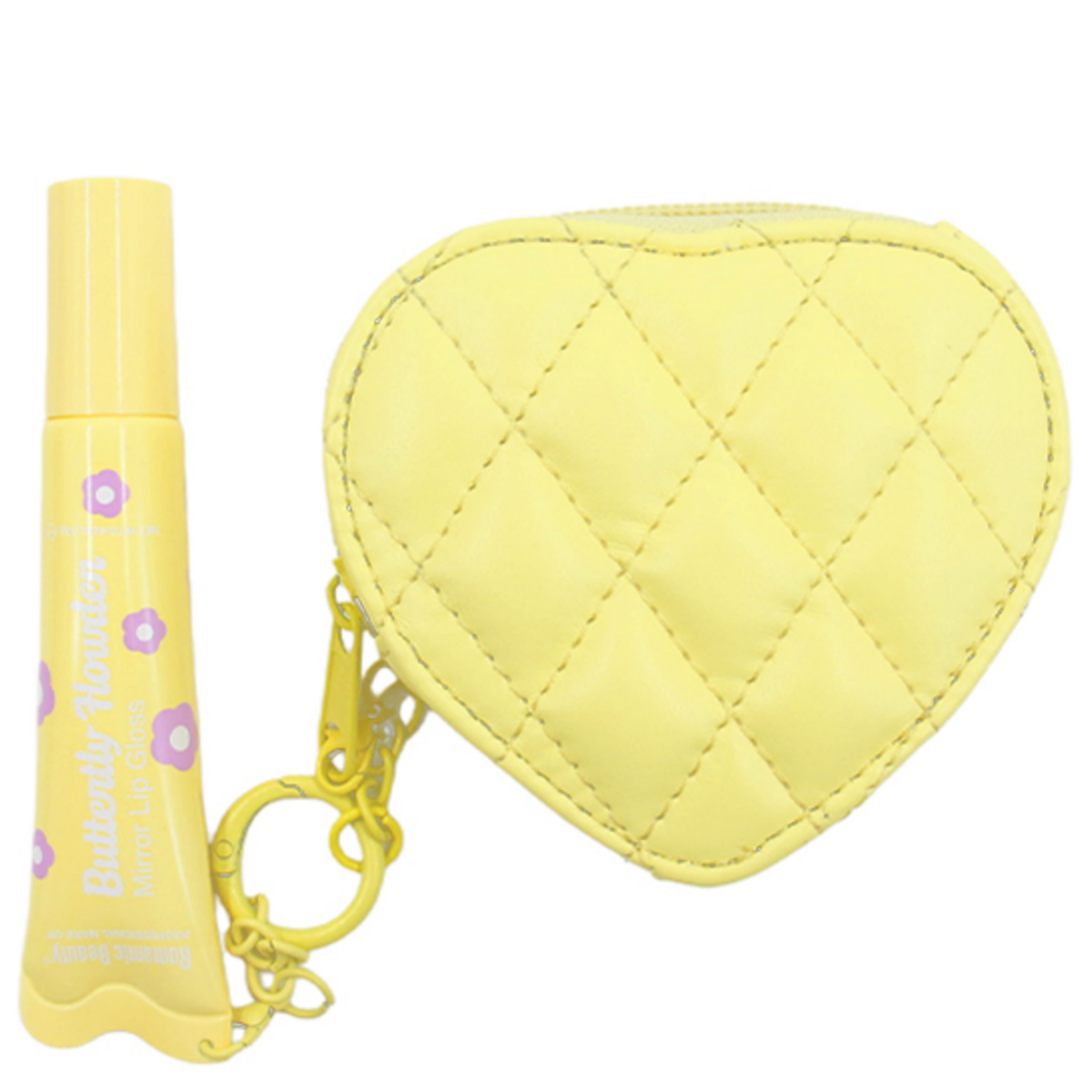 keychain purse mini makeup bag lip gloss holder Quilted Heart Pouch for Girls