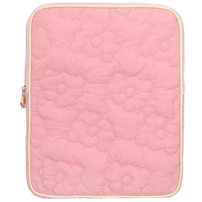 ipad sleeve tablet sleeve laptop sleeve Pink Quilted iPad Tablet Sleeve with Floral Padding