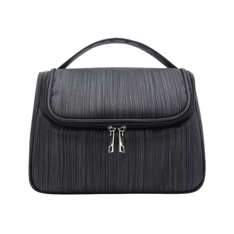toiletry bag travel makeup bag Large Black PU Hanging Travel Toiletry Bag with Top Handle