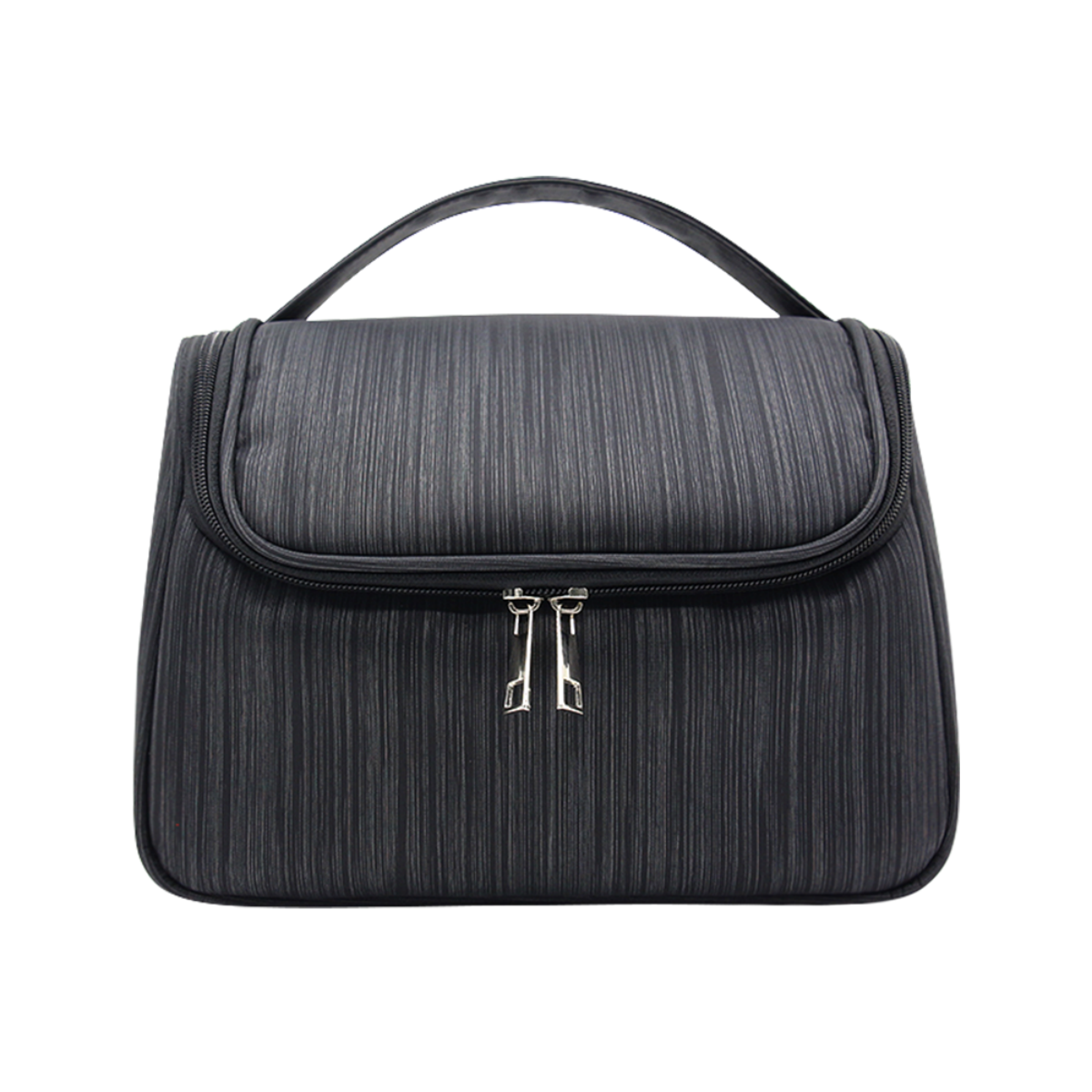 toiletry bag travel makeup bag Large Black PU Hanging Travel Toiletry Bag with Top Handle