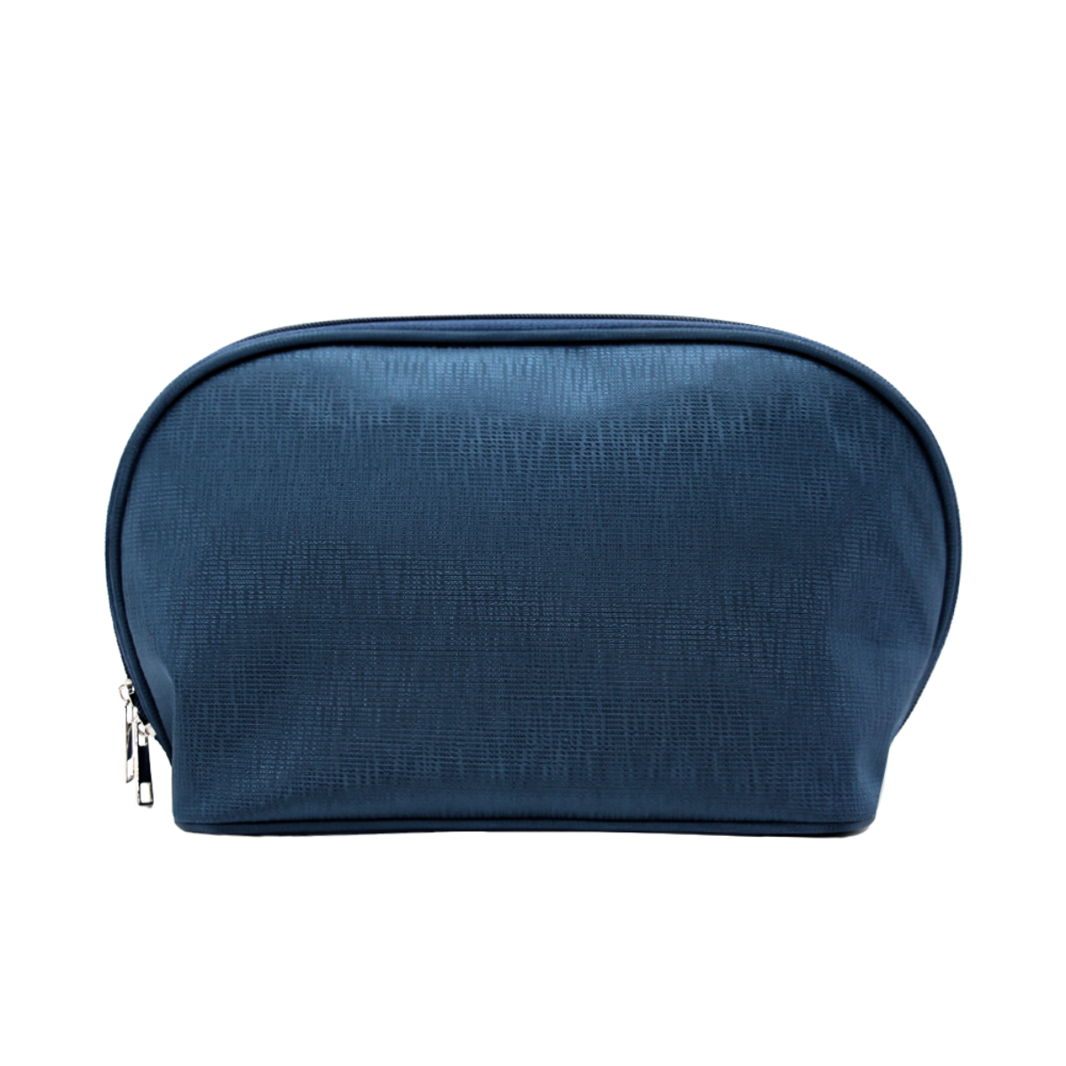 toiletry bag cosmetic bag travel pouch Navy Textured PU Leather Half Moon Makeup Bag