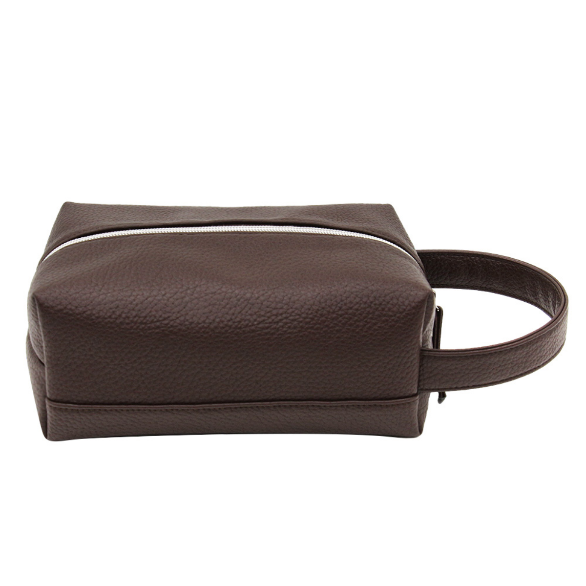 Leather Toiletry Bag Mens Dopp Kit Travel Toiletry Bag Brown PU Leather Dopp Kit With Side Handle And Wide Base