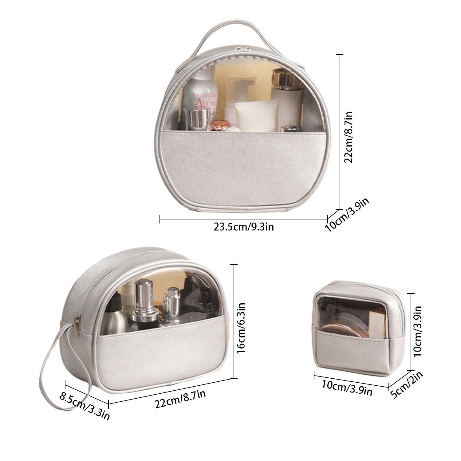 Clear Makeup Bag PVC Cosmetic Bag Travel Toiletry Bag Dome Clear Cosmetic Bag With Handle Multiple Sizes