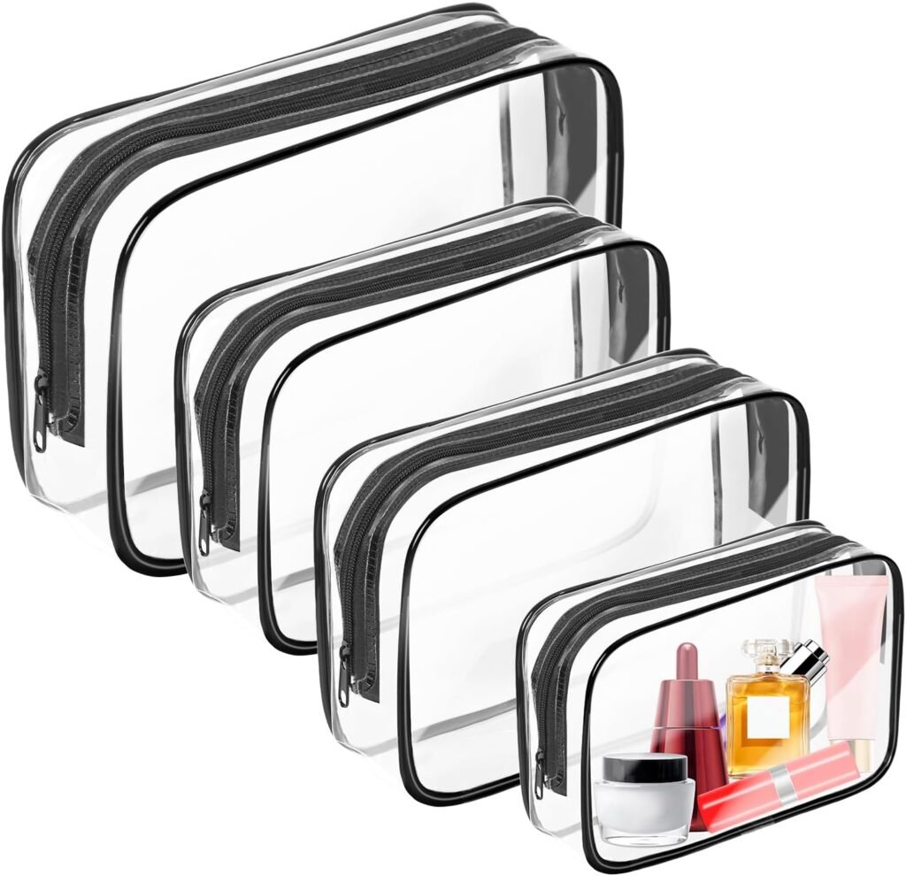 8Clear Toiletry Bag Set / Transparent Travel Cosmetic Pouches with Zipper