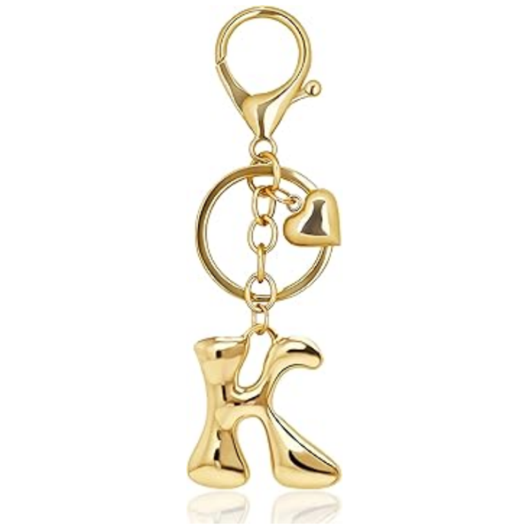 Gold Letter Keychain Charm