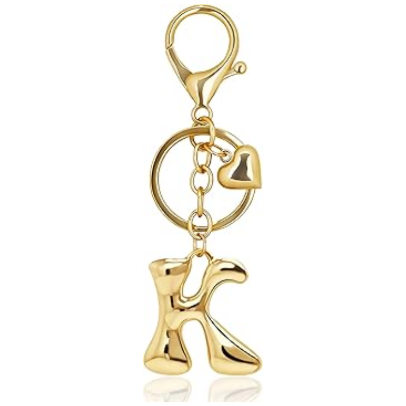 Gold Letter Keychain Charm