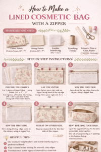 How to Make a Lined Cosmetic Bag with a Zipper