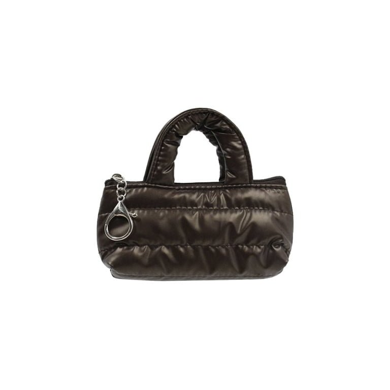 Mini Quilted Handle Pouch / Small Puffer Accessory Bag with Key Hook