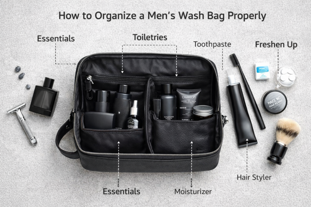 Organize a Men’s Wash Bag Properly