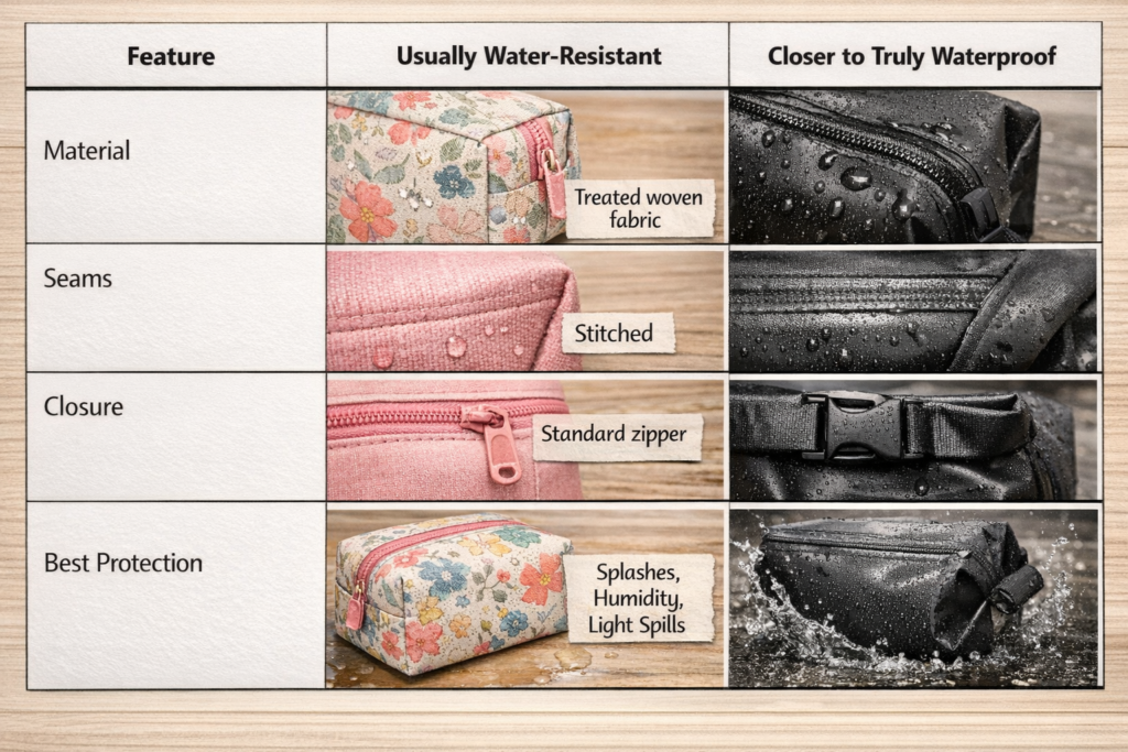 Waterproof Makeup Bag Comparison Chart
