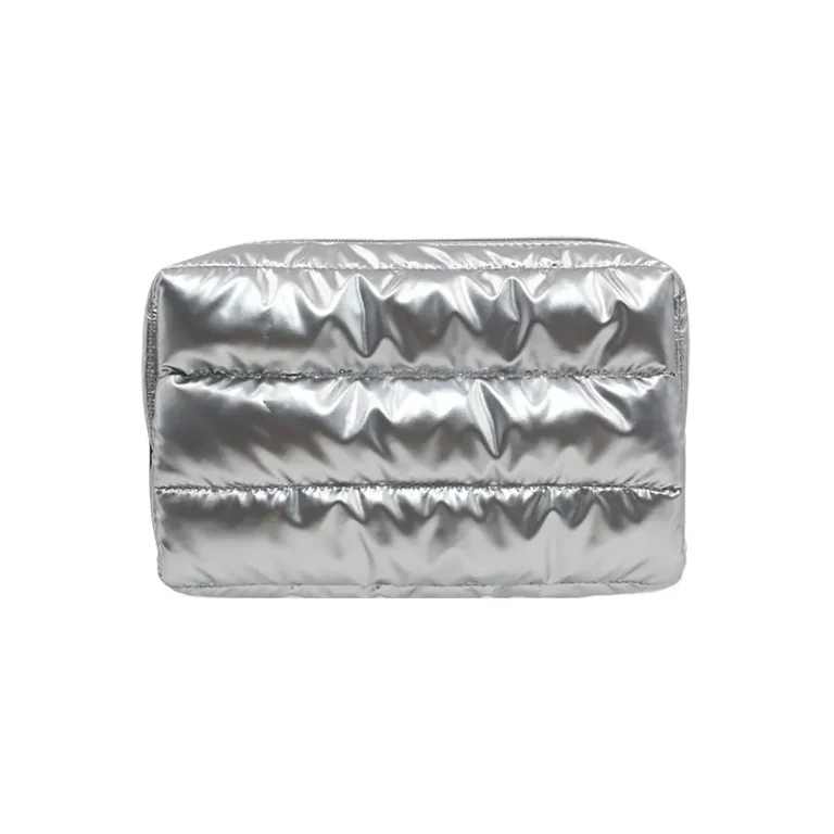 Custom Silver Puffer Cosmetic Bag