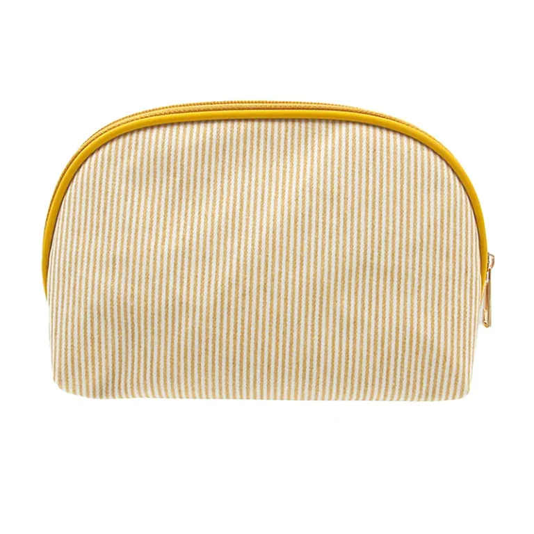 Custom Yellow Striped Cosmetic Bag