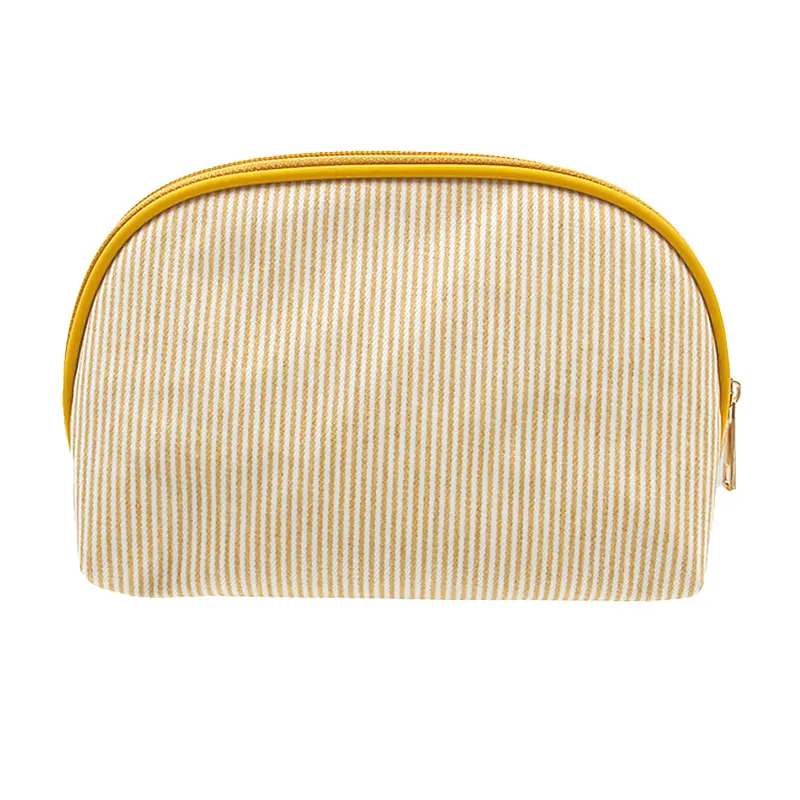 Custom Yellow Striped Cosmetic Bag