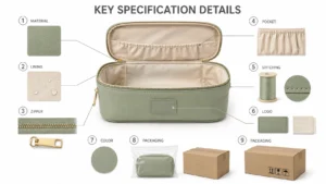 What Should Be Included in a Cosmetic Bag Specification Sheet? A B2B Buyer’s Guide