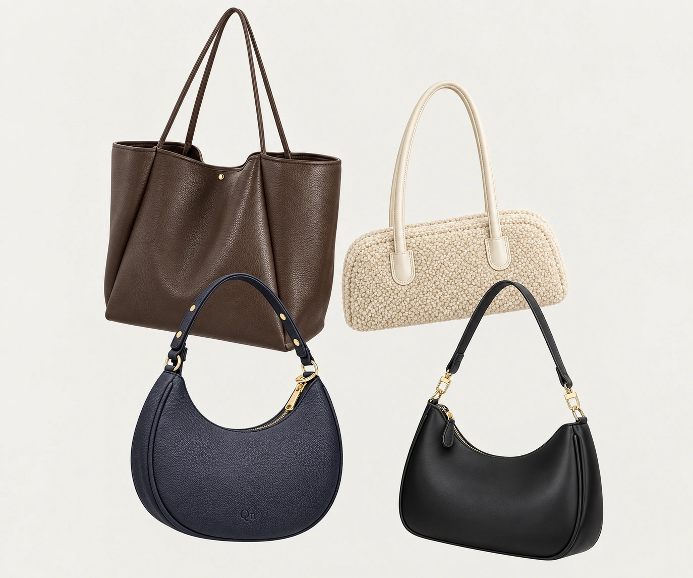 Q&N soft slouchy shoulder bag with a minimalist silhouette