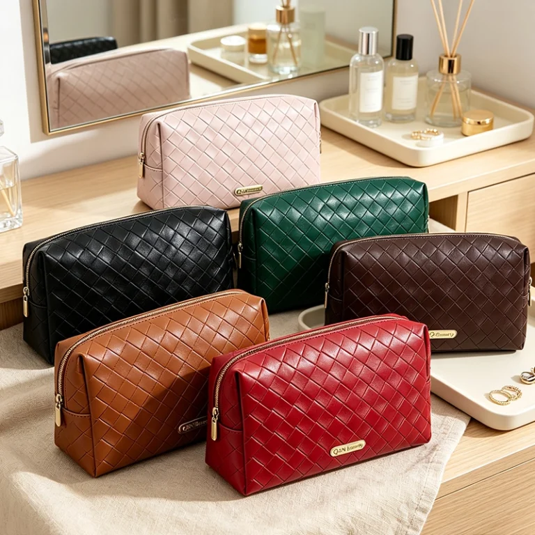 Woven PU Leather Cosmetic Bag