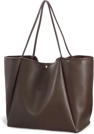 Q&N large brown shoulder tote with long straps